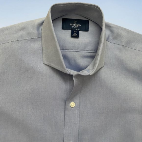 Light Blue Buttoned Down men's dress shirt size slim fit non-iron 14.5 / 34 - Picture 4 of 6